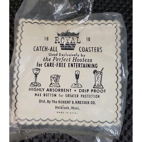 Royal Silk Other - Vintage Royal Catch-All Paper Coasters Green White "What'll You Have?" Barware